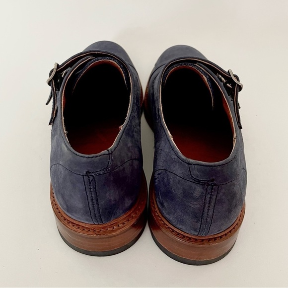 Frye Double Monk Leather Strap Oxford Loafer Size 9D Blue - Picture 2 of 11